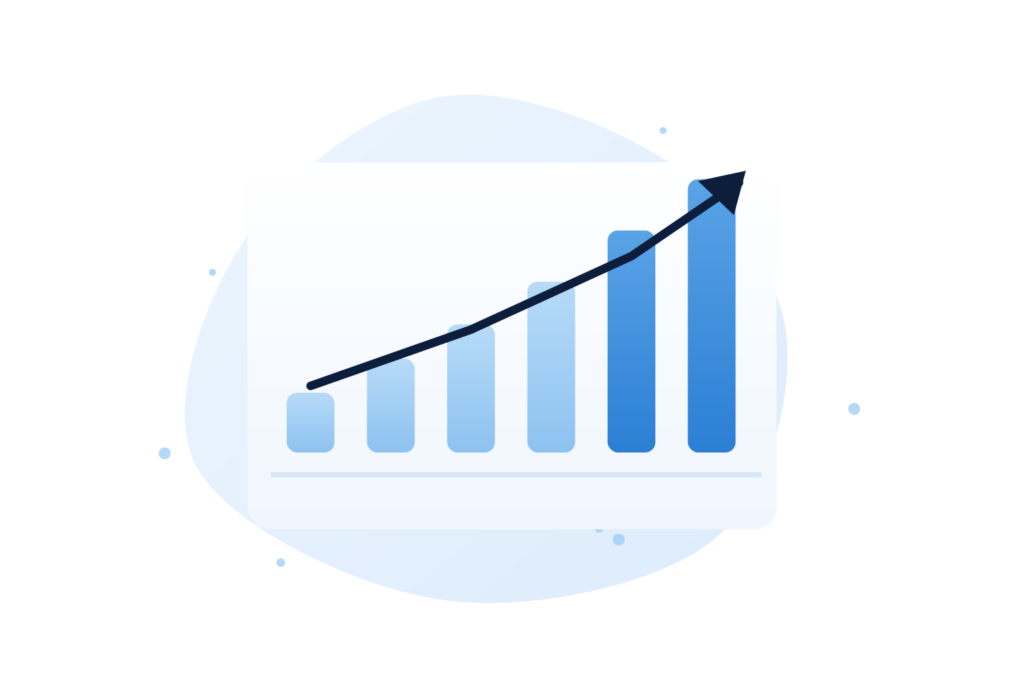Small business growth chart showing rising sales